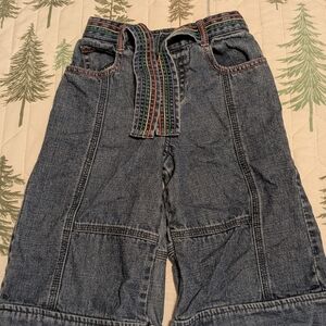 Carter's Dark Blue Denim Pants with Rainbow-Striped Belt